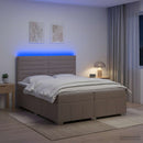 vidaXL LED Boxspring Ágy Mattal Tópszínű 200 x 200 cm Szövet