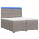 vidaXL LED Boxspring Ágy Mattal Tópszínű 200 x 200 cm Szövet