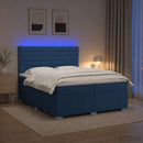 vidaXL LED Boxspring Ágy Mattal fejtámlával Kék 200 x 200 cm Szövet