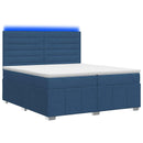 vidaXL LED Boxspring Ágy Mattal fejtámlával Kék 200 x 200 cm Szövet