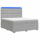 vidaXL LED Boxspring Ágy Mattal Világosszürke 200 x 200 cm Szövet