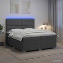 vidaXL LED Boxspring Ágy Mattal Sötétszürke 200 x 200 cm Szövet