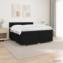 vidaXL LED Boxspring Ágy Mattal fejtámlával Fekete 200 x 200 cm Szövet