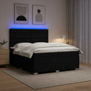 vidaXL LED Boxspring Ágy Mattal fejtámlával Fekete 200 x 200 cm Szövet