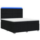 vidaXL LED Boxspring Ágy Mattal fejtámlával Fekete 200 x 200 cm Szövet