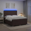 vidaXL LED Boxspring Ágy Mattal Sötét Barna 200 x 200 cm Szövet