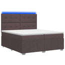 vidaXL LED Boxspring Ágy Mattal Sötét Barna 200 x 200 cm Szövet