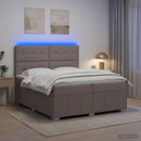 vidaXL LED Boxspring Ágy Mattal Tópszínű 200 x 200 cm Szövet