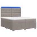 vidaXL LED Boxspring Ágy Mattal Tópszínű 200 x 200 cm Szövet