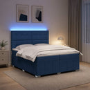 vidaXL LED Boxspring Ágy Mattal fejtámlával Kék 200 x 200 cm Szövet