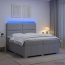 vidaXL LED Boxspring Ágy Mattal Világosszürke 200 x 200 cm Szövet