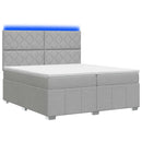 vidaXL LED Boxspring Ágy Mattal Világosszürke 200 x 200 cm Szövet