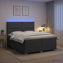 vidaXL LED Boxspring Ágy Mattal Sötétszürke 200 x 200 cm Szövet