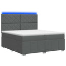 vidaXL LED Boxspring Ágy Mattal Sötétszürke 200 x 200 cm Szövet
