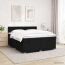 vidaXL LED Boxspring Ágy Mattal fejtámlával Fekete 200 x 200 cm Szövet