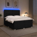 vidaXL LED Boxspring Ágy Mattal fejtámlával Fekete 200 x 200 cm Szövet