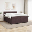 vidaXL LED Boxspring Ágy Mattal Sötét Barna 200 x 200 cm Szövet