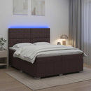 vidaXL LED Boxspring Ágy Mattal Sötét Barna 200 x 200 cm Szövet