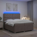 vidaXL LED Boxspring Ágy Mattal Tópszínű 200 x 200 cm Szövet