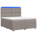 vidaXL LED Boxspring Ágy Mattal Tópszínű 200 x 200 cm Szövet