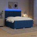vidaXL LED Boxspring Ágy Mattal fejtámlával Kék 200 x 200 cm Szövet
