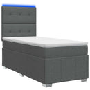 vidaXL LED Boxspring Ágy Mattal Sötétszürke 90 x 190 cm Szövet