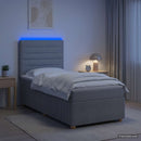 vidaXL LED Boxspring Ágy Mattal Világosszürke 90 x 200 cm Szövet