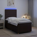 vidaXL LED Boxspring Ágy Mattal Sötét Barna 90 x 190 cm Szövet