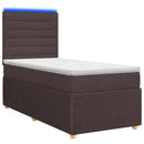 vidaXL LED Boxspring Ágy Mattal Sötét Barna 80 x 200 cm Szövet