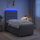 vidaXL LED Boxspring Ágy Mattal Világosszürke 90 x 190 cm Szövet