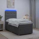 vidaXL LED Boxspring Ágy Mattal Sötétszürke 90 x 190 cm Szövet