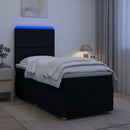 vidaXL LED Boxspring Ágy Mattal fejtámlával Fekete 90 x 200 cm Szövet