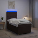 vidaXL LED Boxspring Ágy Mattal Sötét Barna 80 x 200 cm Szövet