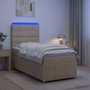 vidaXL LED Boxspring Ágy Mattal Krémszínű 90 x 200 cm Szövet