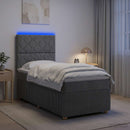 vidaXL LED Boxspring Ágy Mattal Sötétszürke 90 x 190 cm Szövet