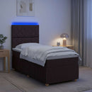 vidaXL LED Boxspring Ágy Mattal Sötét Barna 100 x 200 cm Szövet