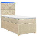 vidaXL LED Boxspring Ágy Mattal Krémszínű 80 x 200 cm Szövet
