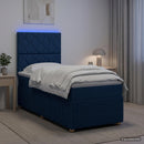 vidaXL LED Boxspring Ágy Mattal LED szalagokkal Kék 80 x 200 cm Szövet