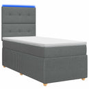 vidaXL LED Boxspring Ágy Mattal Sötétszürke 90 x 190 cm Szövet