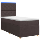 vidaXL LED Boxspring Ágy Mattal Sötét Barna 90 x 190 cm Szövet