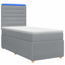 vidaXL LED Boxspring Ágy Mattal Világosszürke 90 x 200 cm Szövet