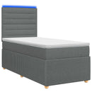 vidaXL LED Boxspring Ágy Mattal Sötétszürke 100 x 200 cm Szövet