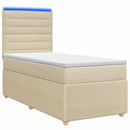 vidaXL LED Boxspring Ágy Mattal Krémszínű 100 x 200 cm Szövet