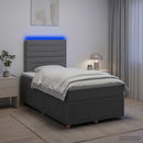 vidaXL LED Boxspring Ágy Mattal Sötétszürke 120 x 190 cm Szövet