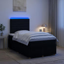 vidaXL LED Boxspring Ágy Mattal fejtámlával Fekete 120 x 190 cm Szövet