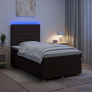 vidaXL LED Boxspring Ágy Mattal Sötét Barna 120 x 200 cm Szövet