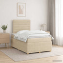 vidaXL LED Boxspring Ágy Mattal Krémszínű 120 x 190 cm Szövet