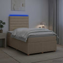 vidaXL LED Boxspring Ágy Mattal Krémszínű 120 x 200 cm Szövet