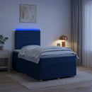 vidaXL LED Boxspring Ágy Mattal fejtámlával Kék 120 x 200 cm Szövet