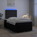 vidaXL LED Boxspring Ágy Mattal fejtámlával Fekete 120 x 190 cm Szövet